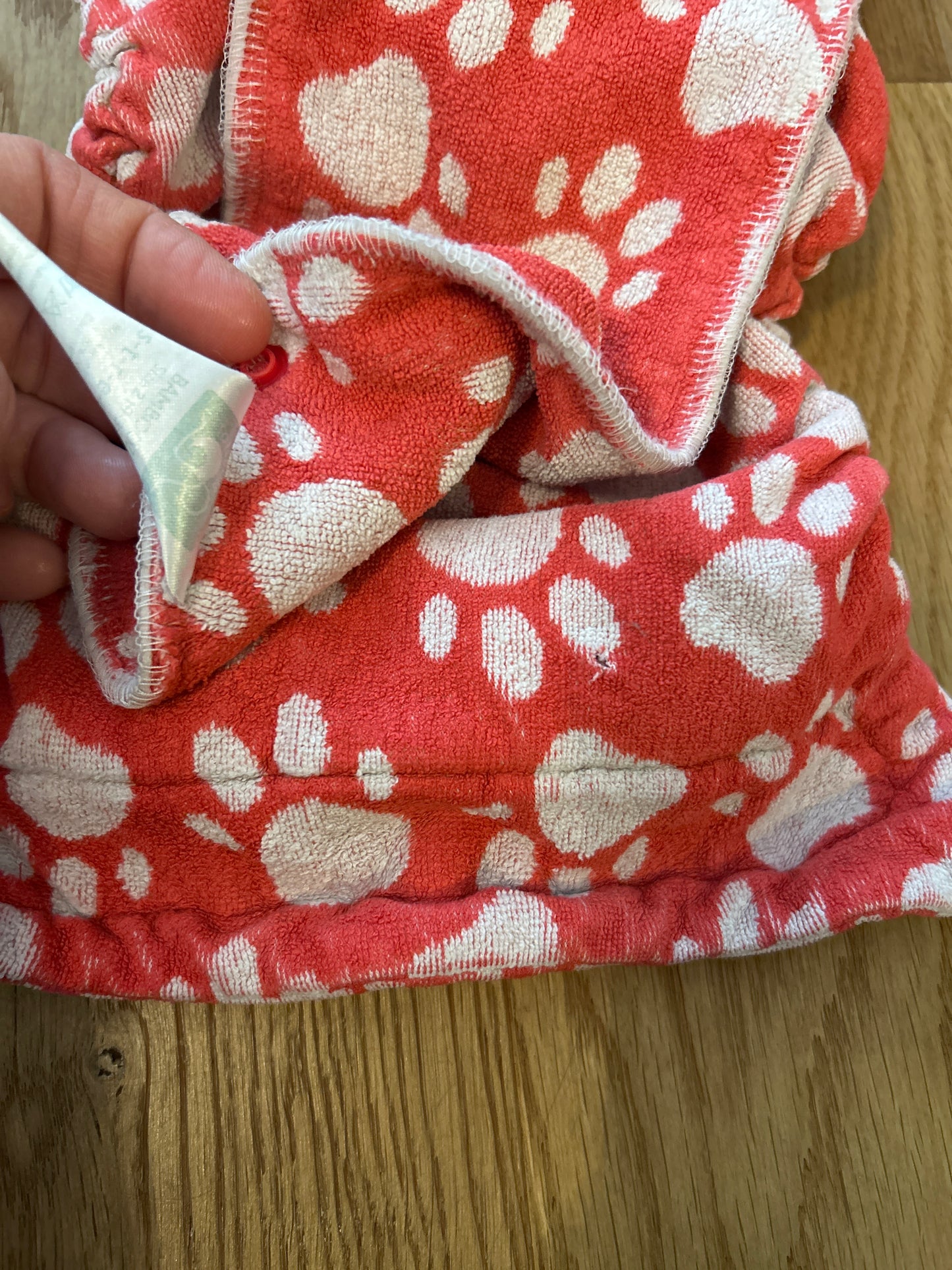 TotsBots  - Fitted Nappy bamboozle size 2 red with broken popper (003)