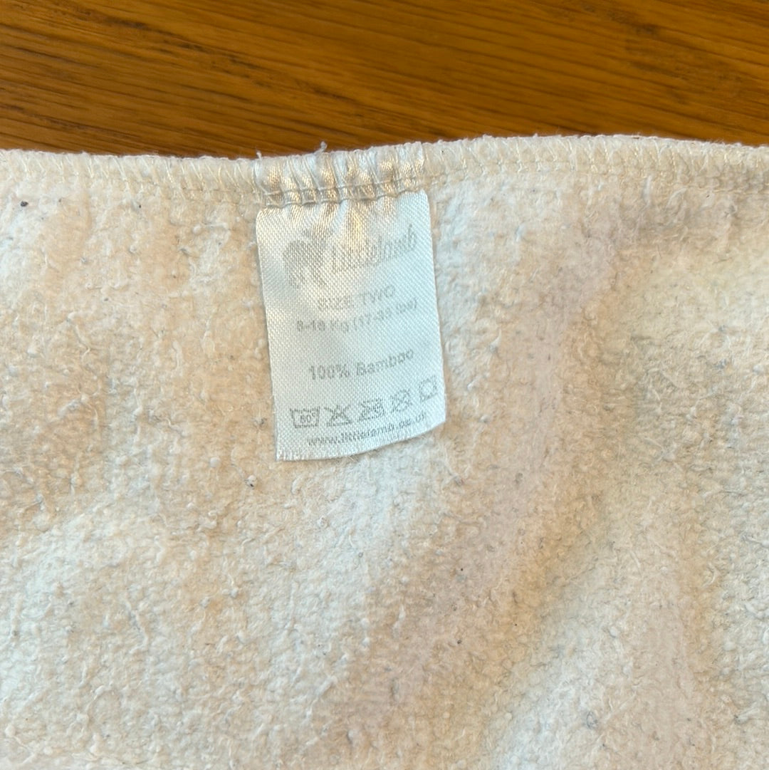 Little Lamb pocket nappy size 2 with 2 bamboo trifold inserts (003RB)