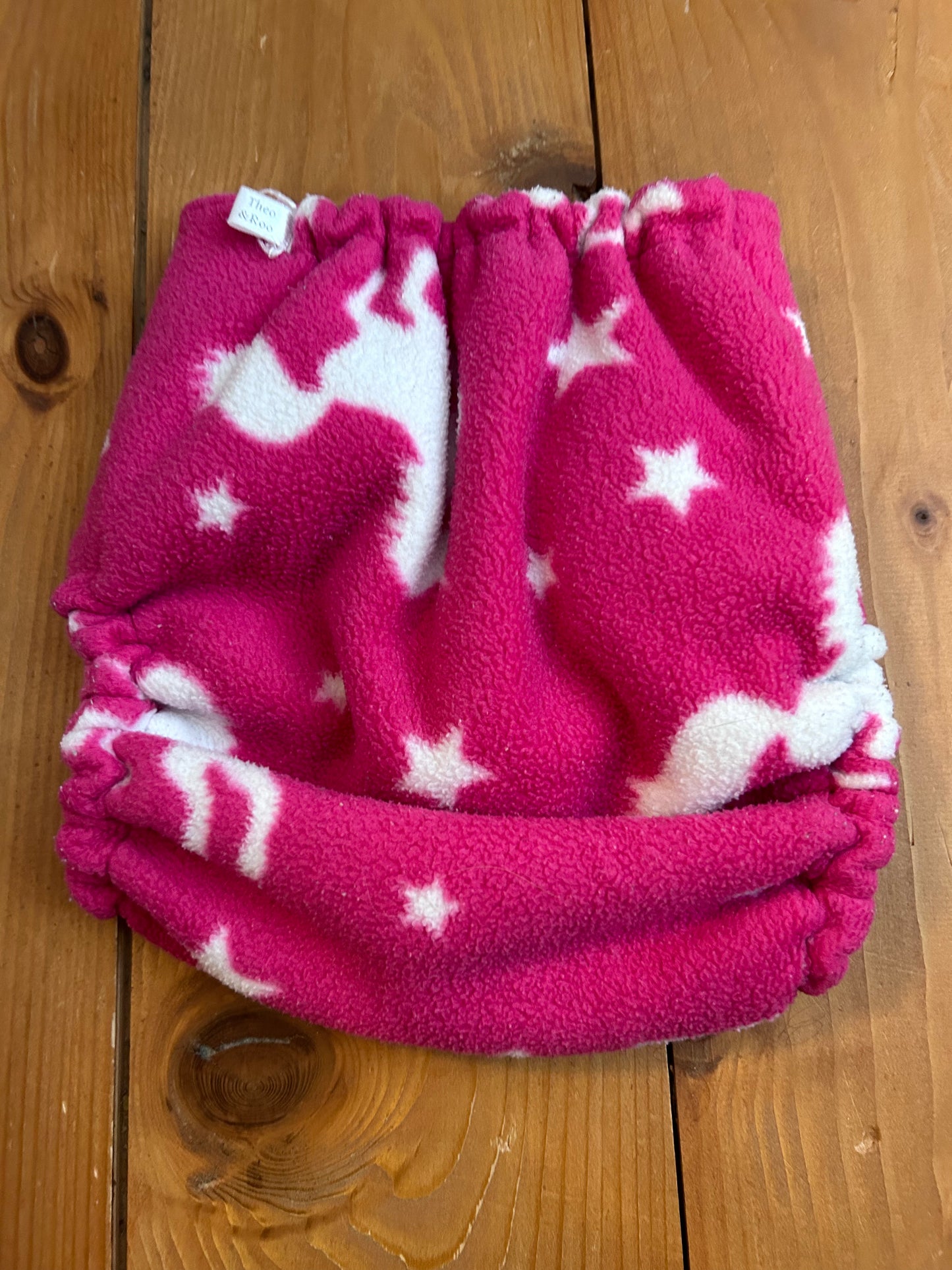 Fleece Fitted unicorn Nappy - Theo and Roo (unbranded; 043)