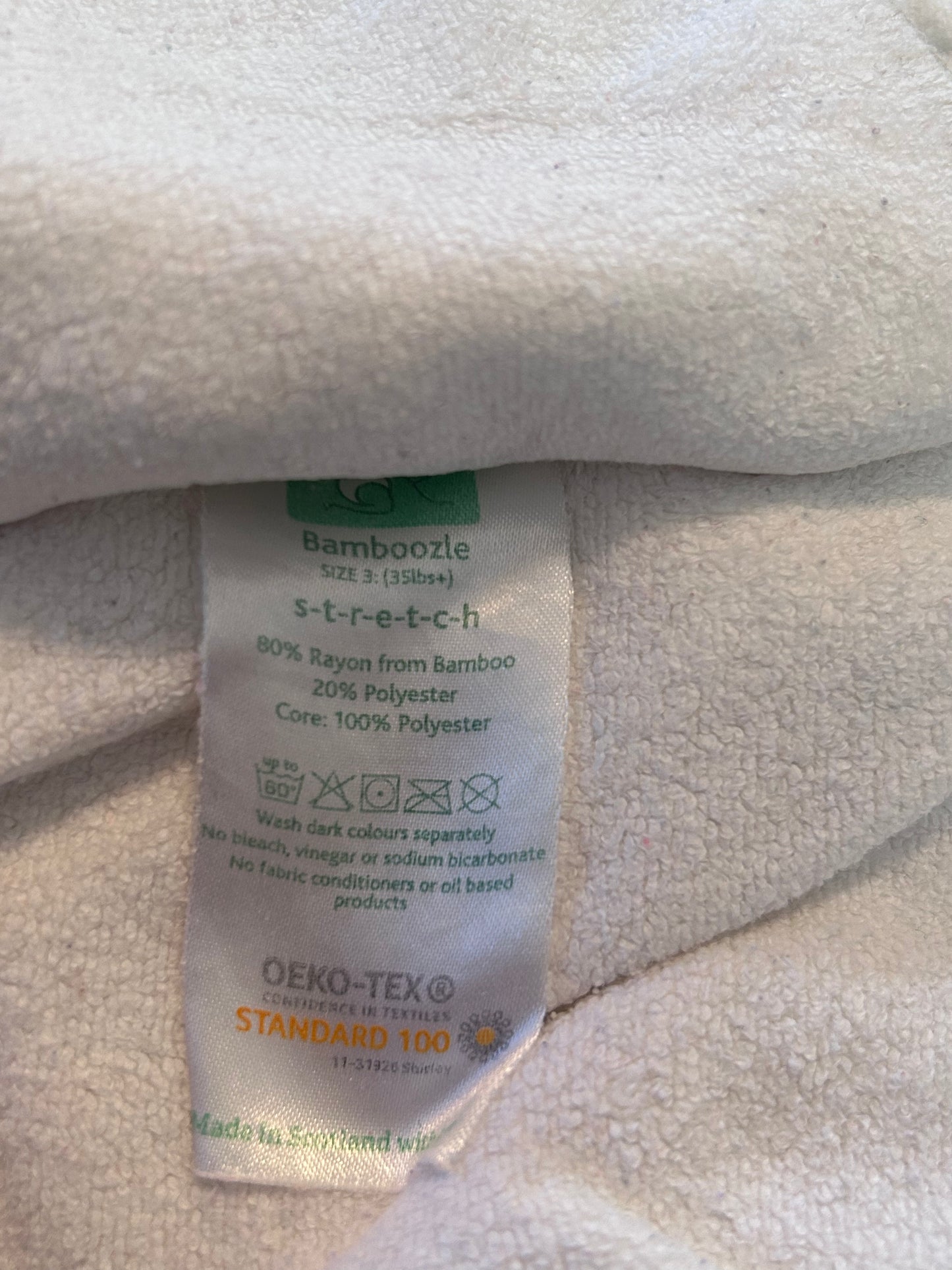 TotsBots - Fitted Nappy bamboozle stretch white size 3 (056)
