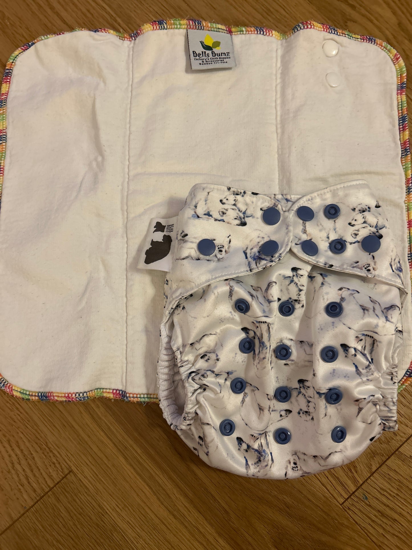 Bear Bott pocket nappy with bells bumz insert (028)