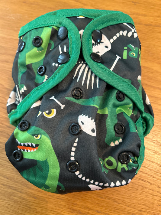 Lovely green dinosaur nappy wrap (003; unbranded)