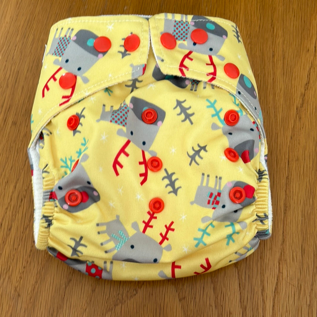 Baba and Boo festive reindeer pocket nappy with one brand new insert (041)