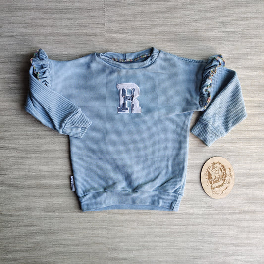 Age 2 varsity waffle sweater EUC. Fox & Bobbin Preloved cloth friendly clothing