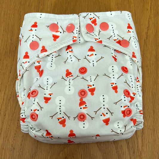 Baba and Boo snowman pocket nappy with inserts, one brand new  (041)