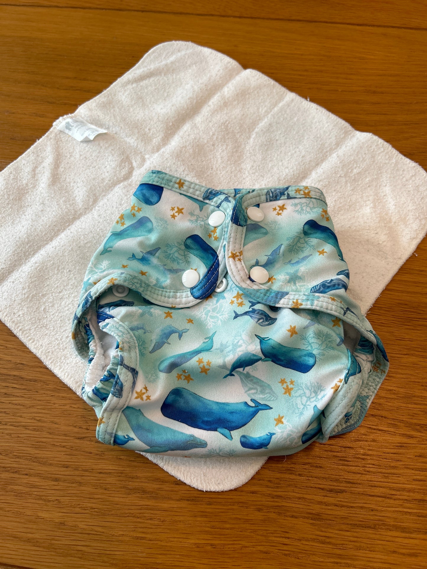 Little Lamb size 1 pocket nappy with trifold insert (071)