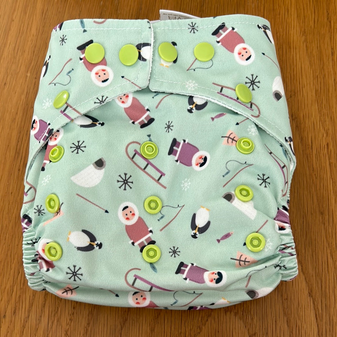 Baba and Boo green pocket nappy with one brand new insert (041)