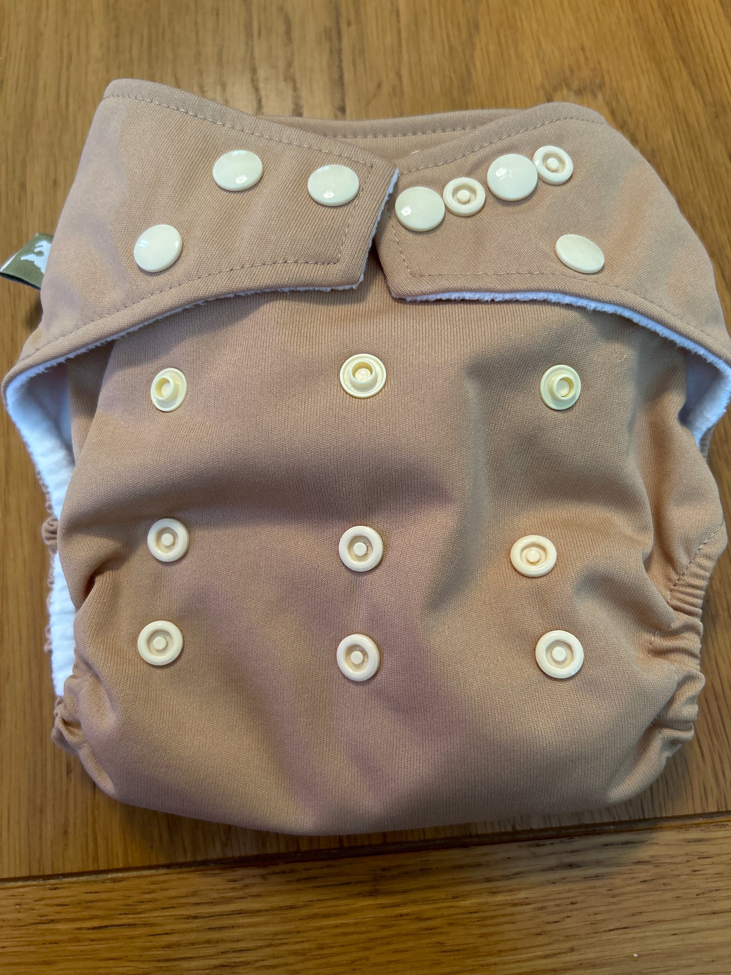 Little Lamb beige / brown birth to potty one size pocket nappy (003)