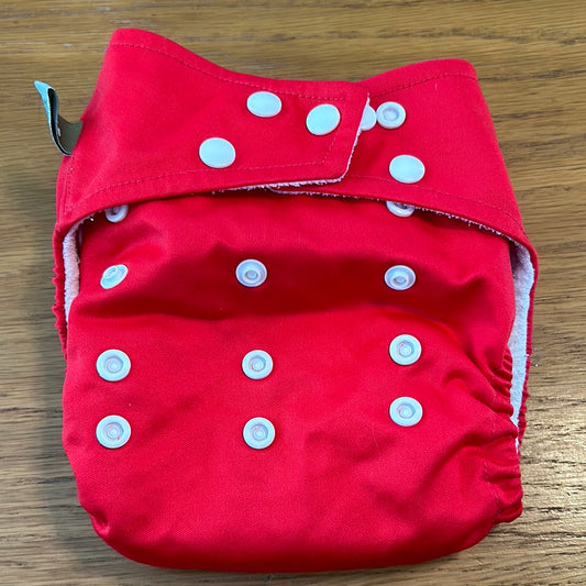 Little Lamb red birth to potty one size pocket nappy (003RB)