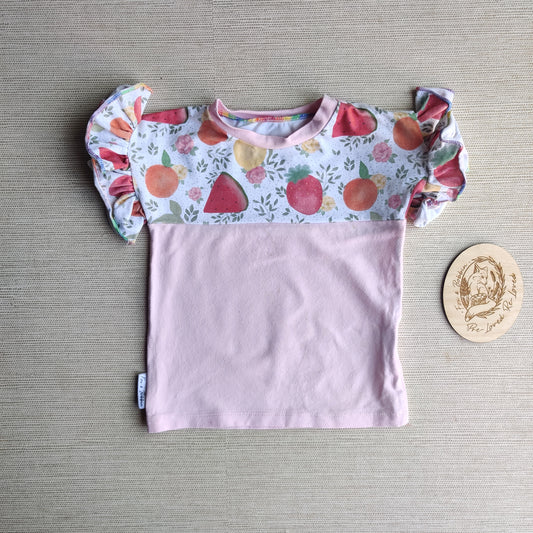 Age 1 frilly dolman t shirt GUC. Fox & Bobbin Preloved cloth friendly clothing