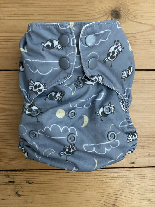 Thirsties BTP natural all in one - grey cow print nappy