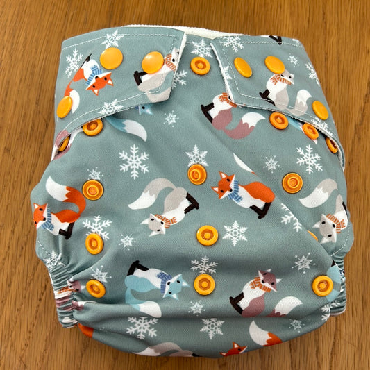 Baba and Boo festive foxes pocket nappy with one brand new insert (041)