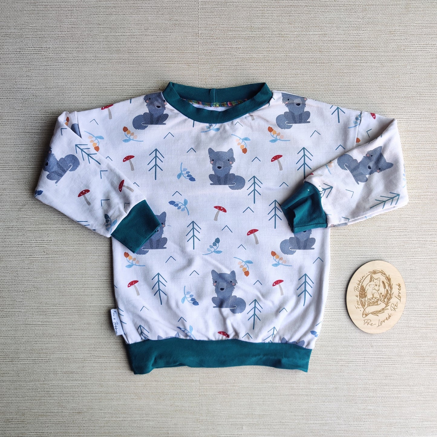 Age 2 French Terry sweater EUC. Fox & Bobbin Preloved cloth friendly clothing