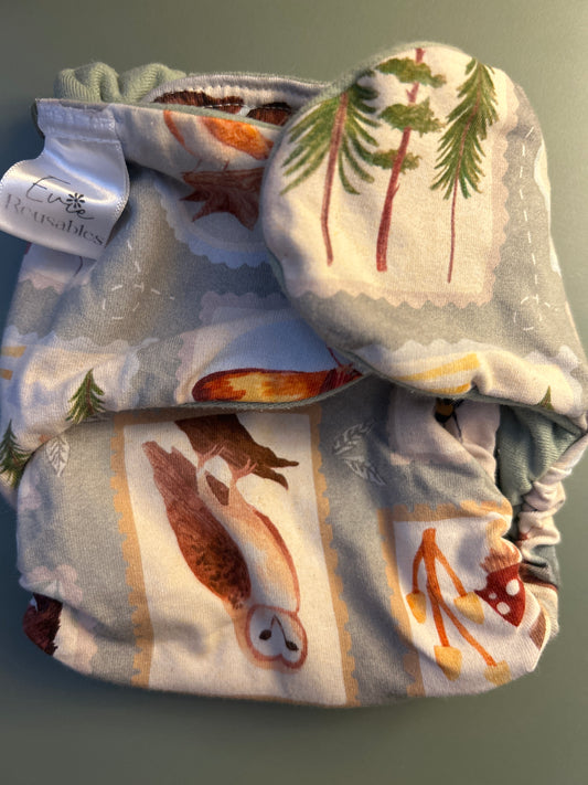 Evie Reusables Rolled Preflat (flat) newborn nappy - like new (003)