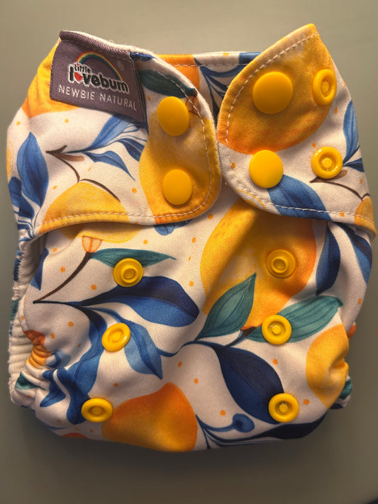 Little Lovebum newborn nappy new style, newbie natural, like new (003)