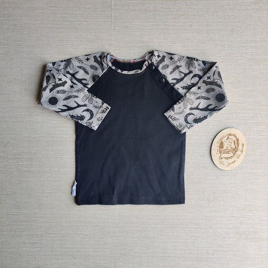 Age 1 long sleeve raglan t shirt EUC. Fox & Bobbin Preloved cloth friendly clothing