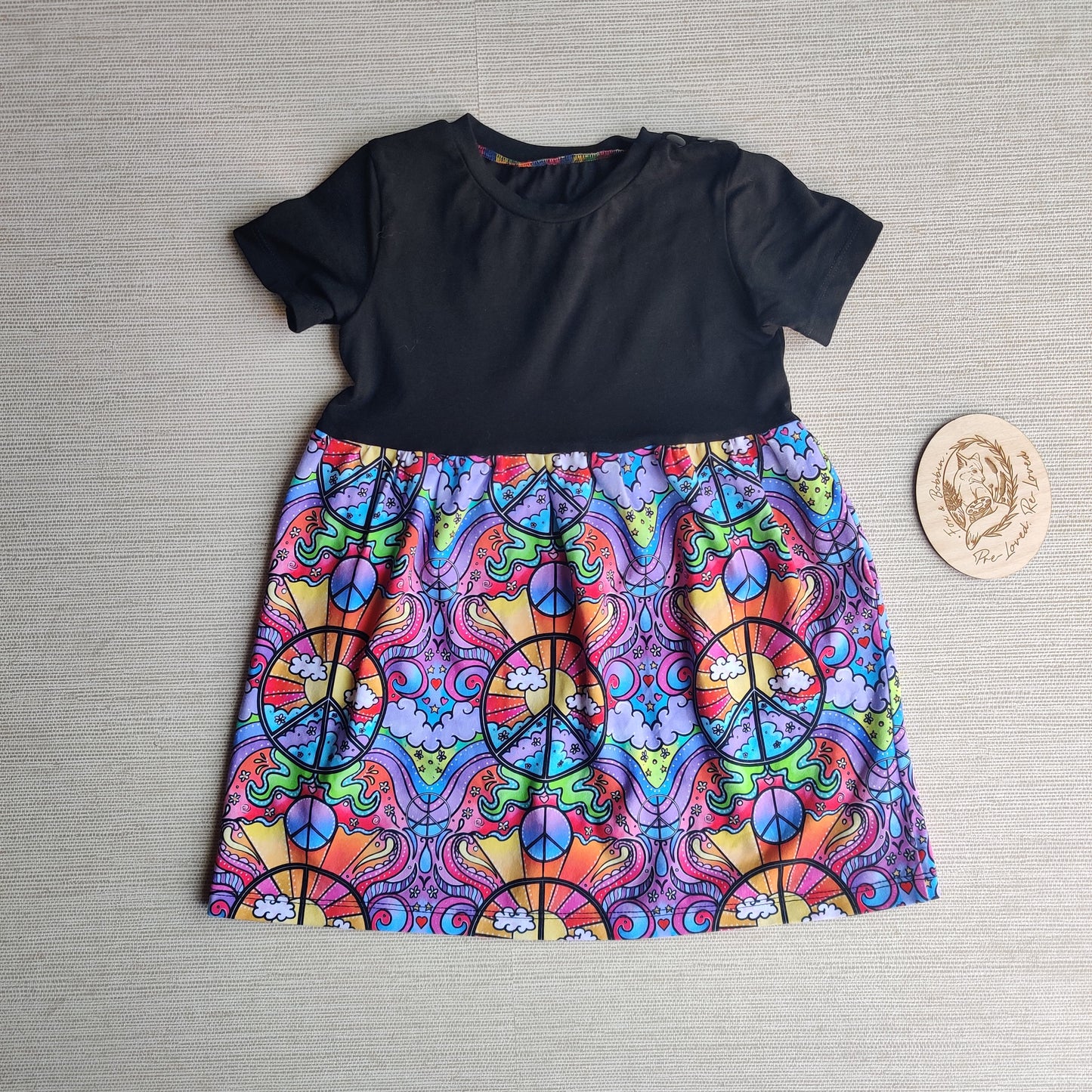 Peace and Rainbows T shirt dress age 2 EUC. Fox & Bobbin Preloved cloth friendly clothing