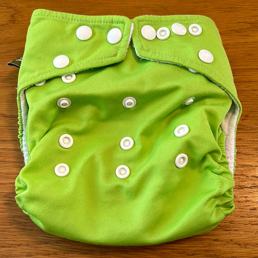 Little Lamb Green birth to potty one size pocket nappy (003RB)