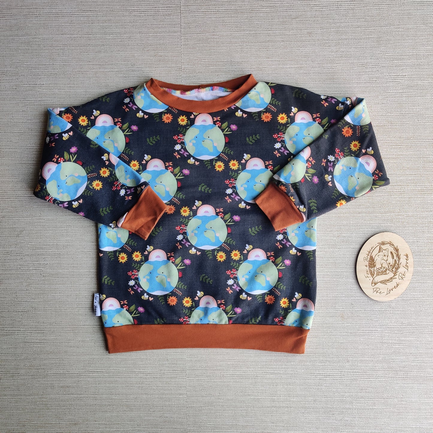 Age 4 French Terry sweater EUC. Fox & Bobbin Preloved cloth friendly clothing