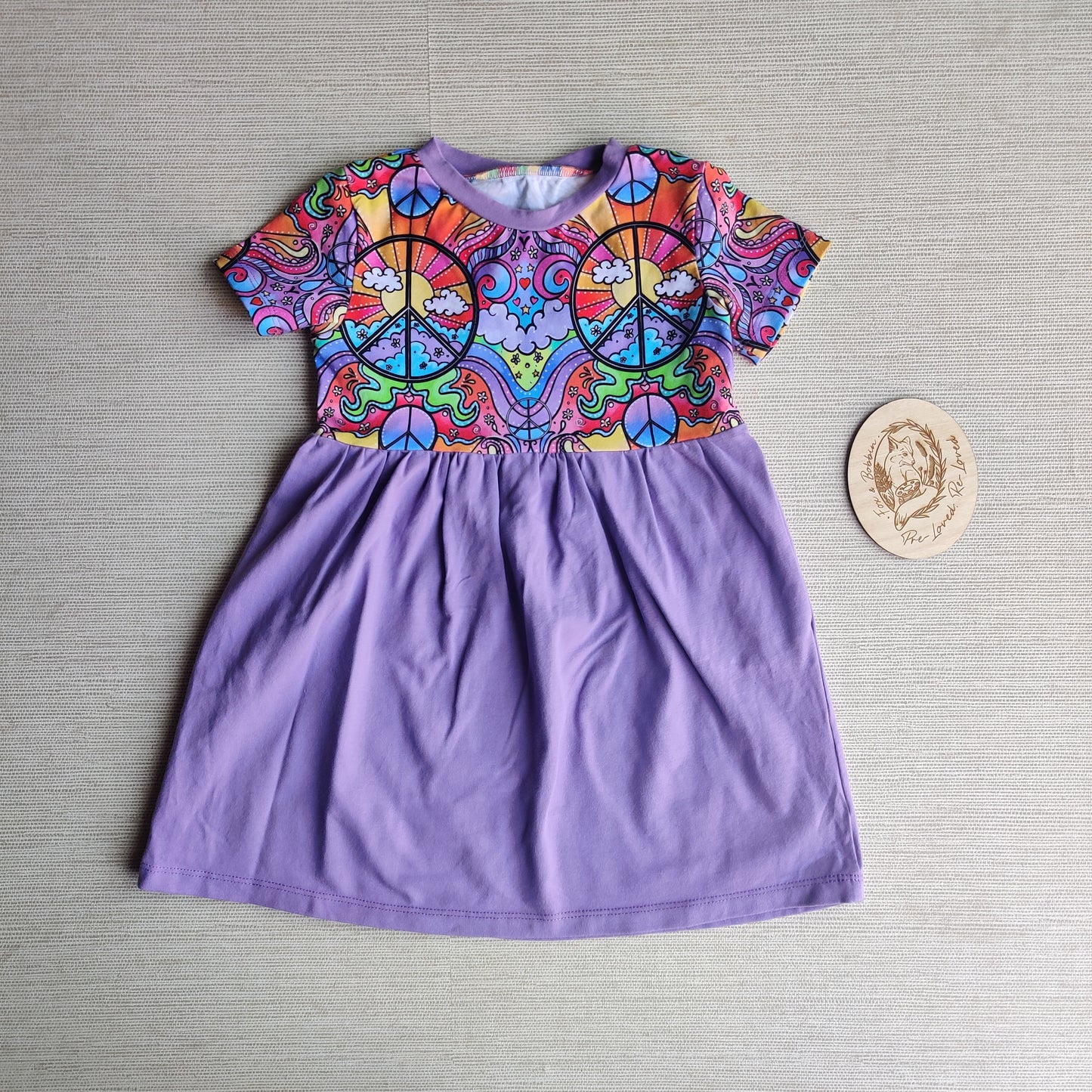 Peace and Rainbows T shirt dress age 2 EUC. Fox & Bobbin Preloved cloth friendly clothing