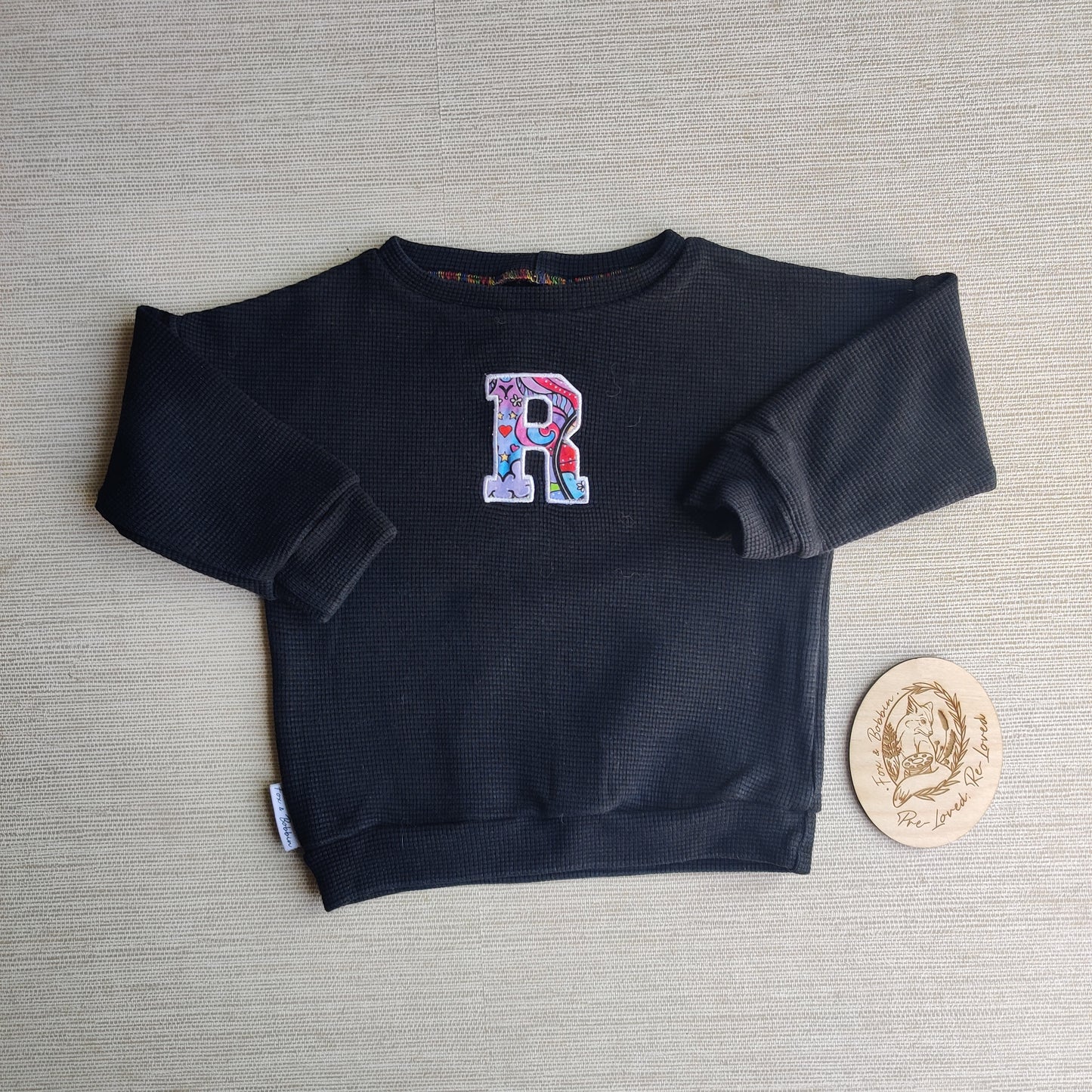 Age 2 varsity waffle sweater EUC. Fox & Bobbin Preloved cloth friendly clothing
