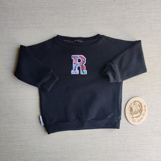 Age 2 varsity waffle sweater EUC. Fox & Bobbin Preloved cloth friendly clothing