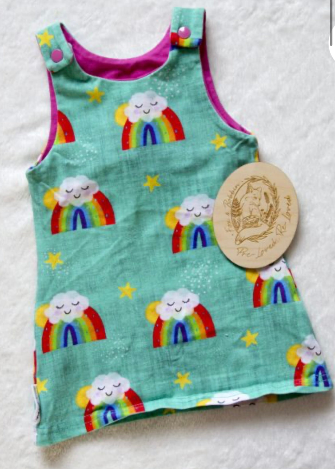 Dungaree dress EUC - 0-3 months. Fox & Bobbin Preloved cloth friendly clothing