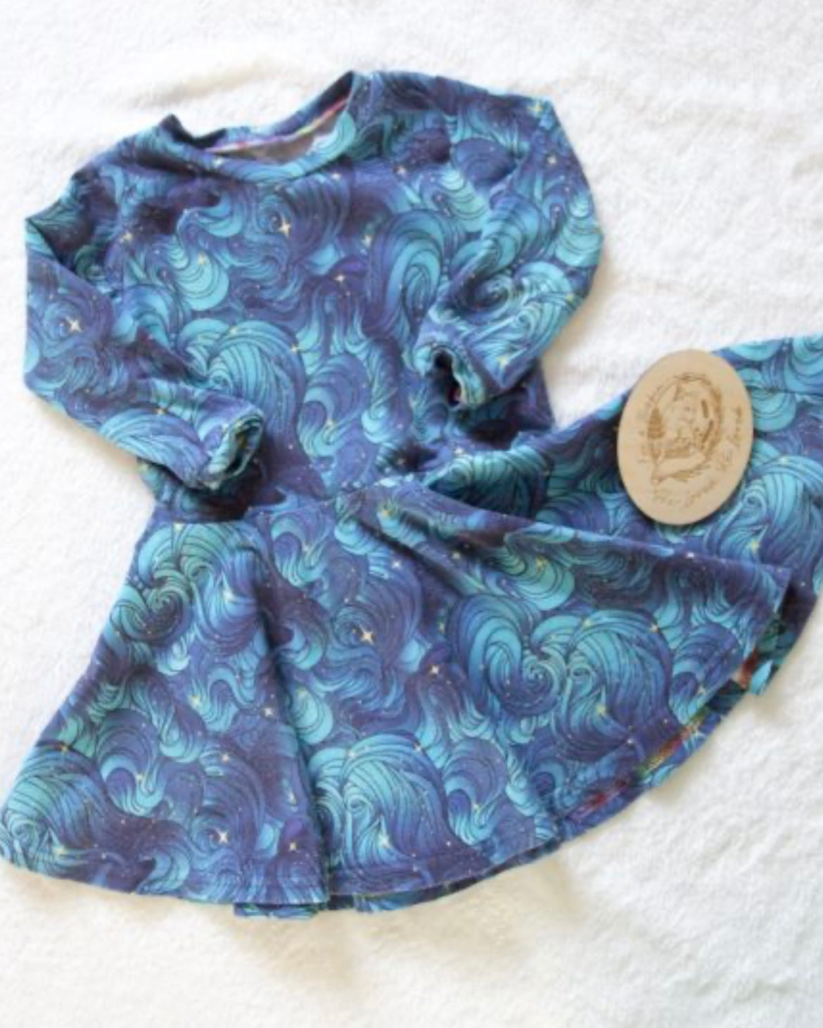 Long sleeve skater dress EUC -6-12 months. Fox & Bobbin Preloved cloth friendly clothing