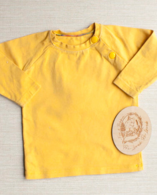 Long-sleeve Raglan t-shirt EUC - 3-6 months. Fox & Bobbin Preloved cloth friendly clothing