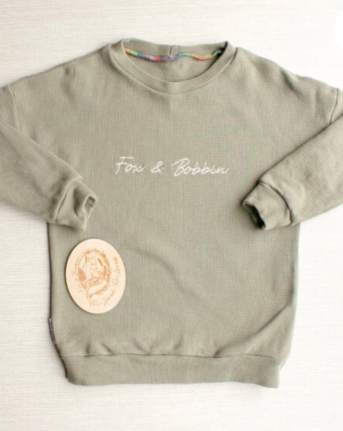 Embroidered waffle sweater EUC - age 5. Fox & Bobbin Preloved cloth friendly clothing