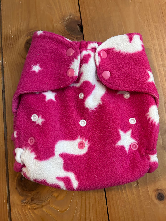 Fleece Fitted unicorn Nappy - Theo and Roo (unbranded; 043)