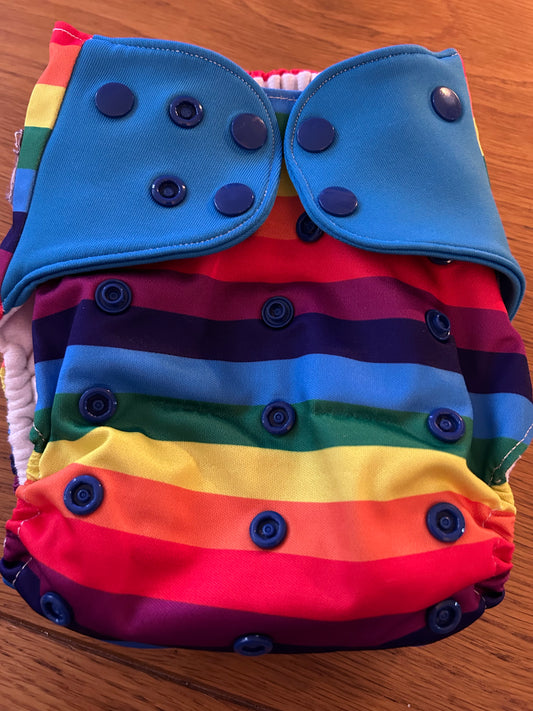 Little LoveBum - Popper and Pocket rainbow print nappy (003)