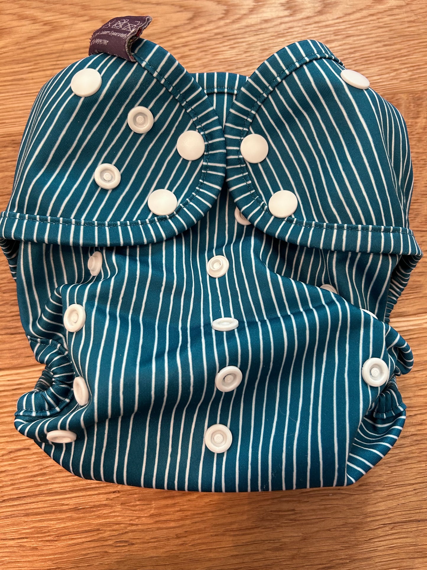 Little Lovebum blue pinstripe quick dry all in one (003)