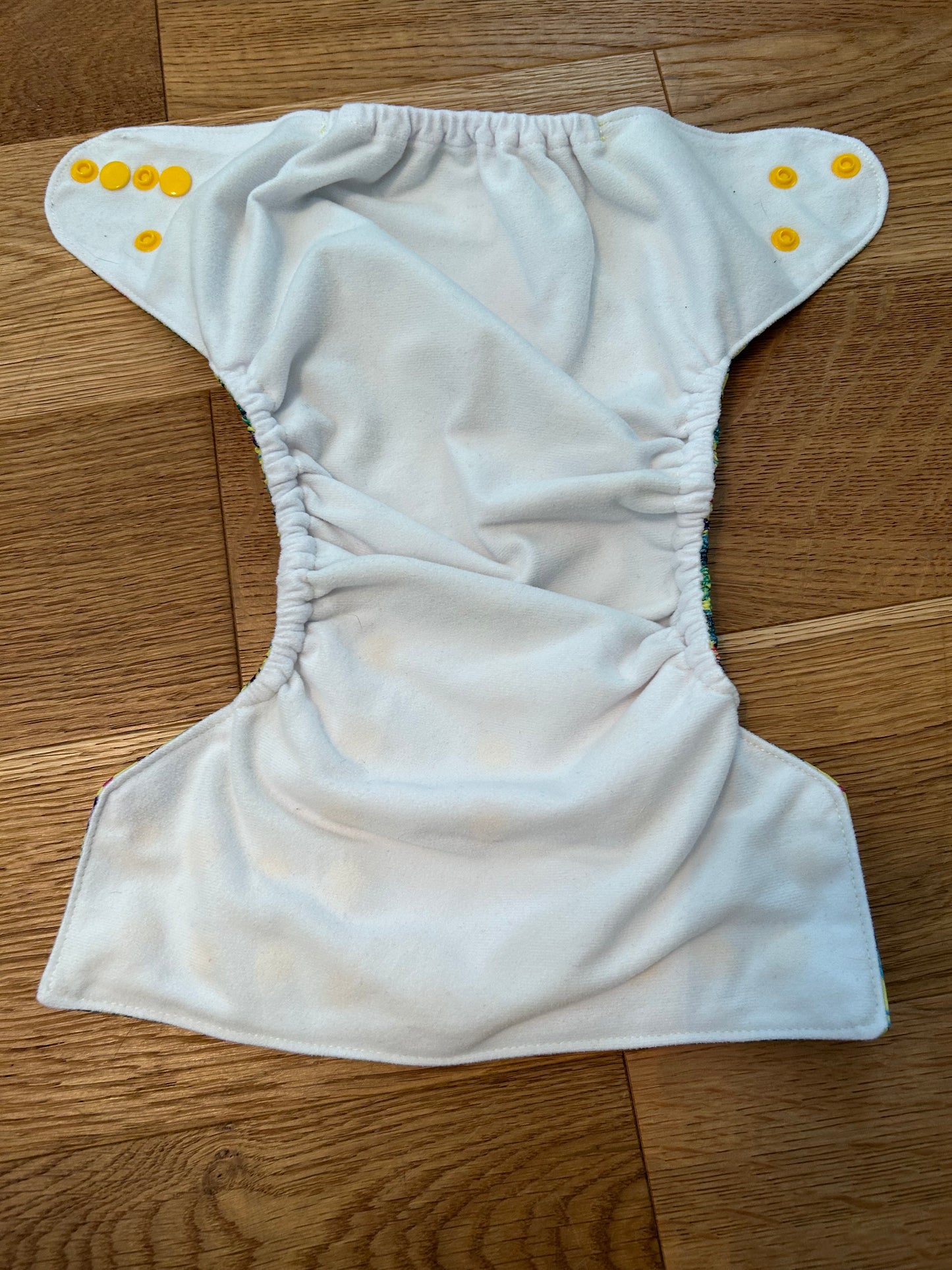 Matching handmade item and nappy - Green cheeks Pollywood romper and pocket nappy (match; 003)